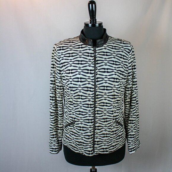 Chico's Light Jacket Top Black White Strip… - Picture 1 of 6